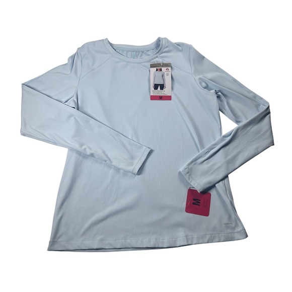 Mondetta Active Long Sleeve Top Polygiene Shirt Light Blue Medium NEW - Picture 10 of 10